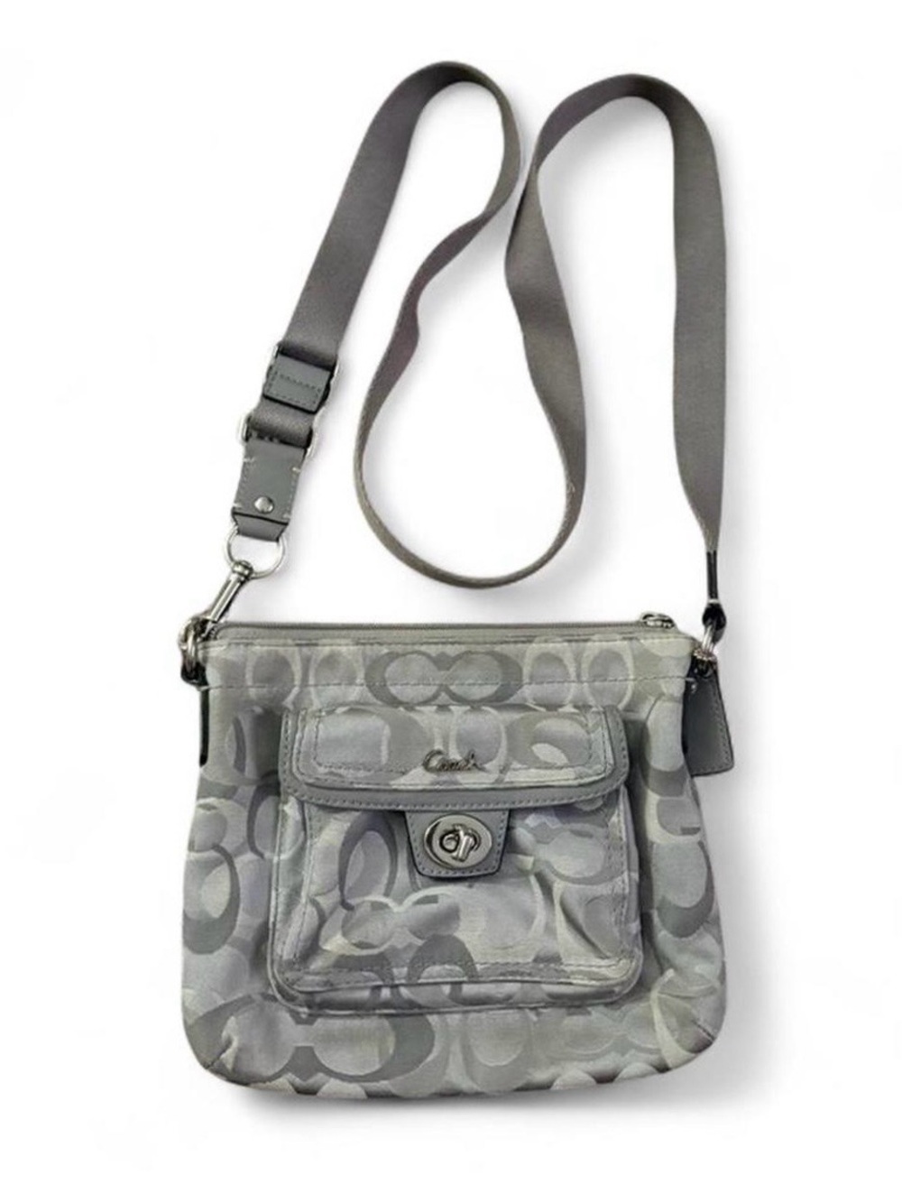 Coach Gray Signature Jacquard Crossbody Bag
